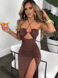 zaya | cutout halterneck dress