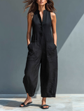 nina | linen blend sleeveless jumpsuit