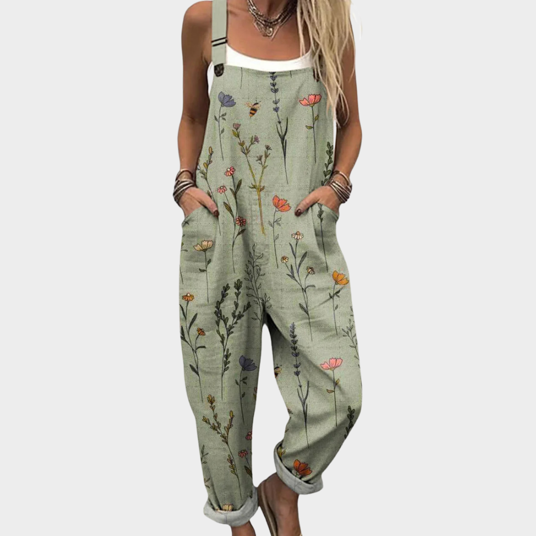nina | printed wide-leg dungarees