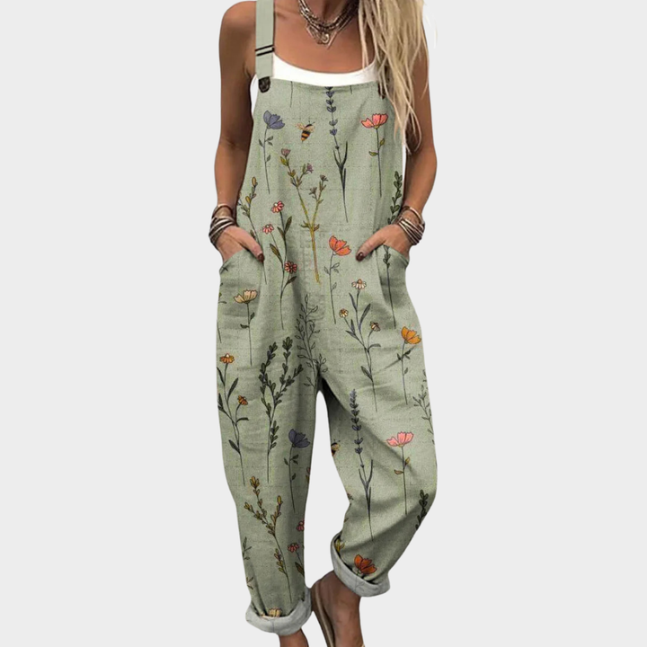 nina | printed wide-leg dungarees