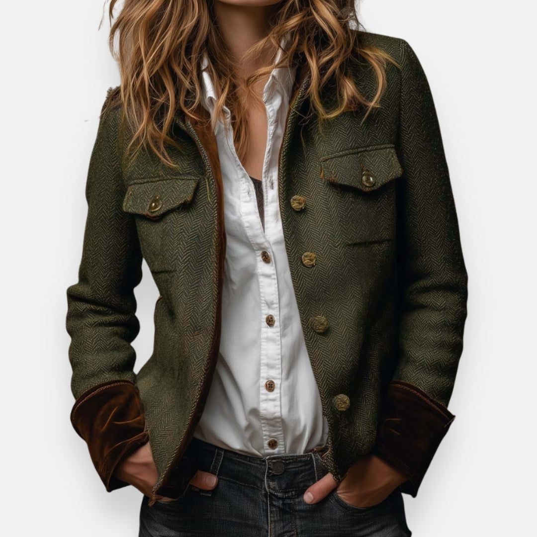 isla | tweed jacket with velvet details