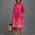 olivia | tulip print shirt midi dress