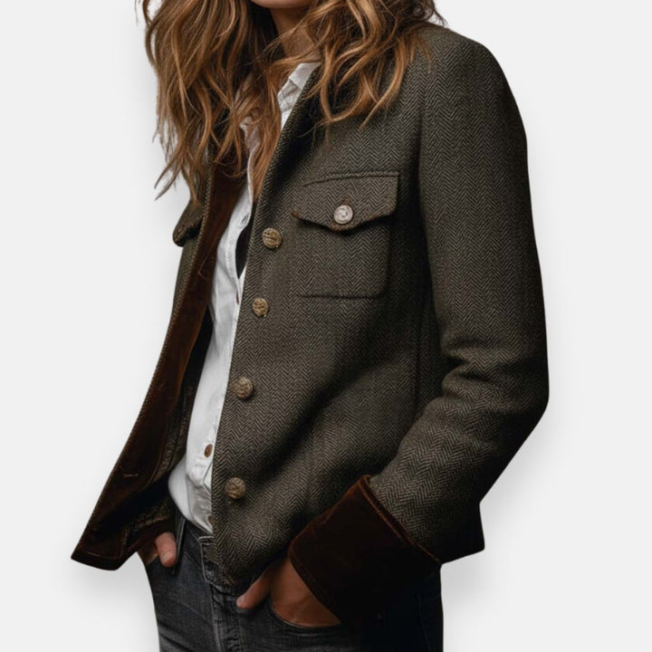 isla | tweed jacket with velvet details