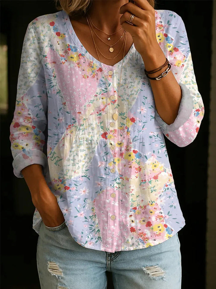 emma | floral patchwork blouse