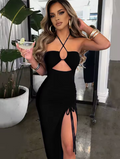 zaya | cutout halterneck dress