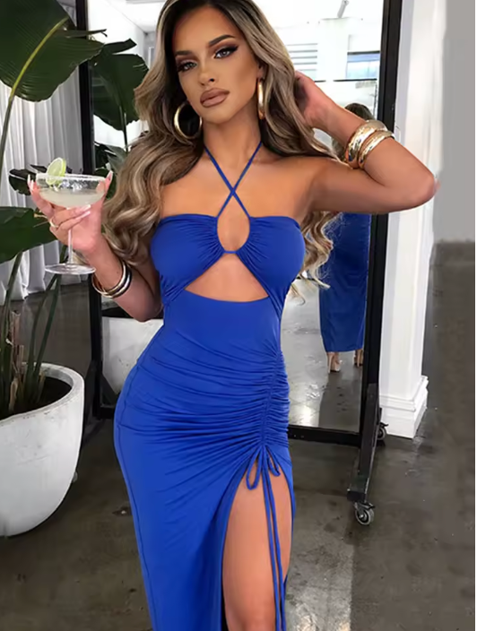 zaya | cutout halterneck dress