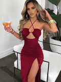 zaya | cutout halterneck dress