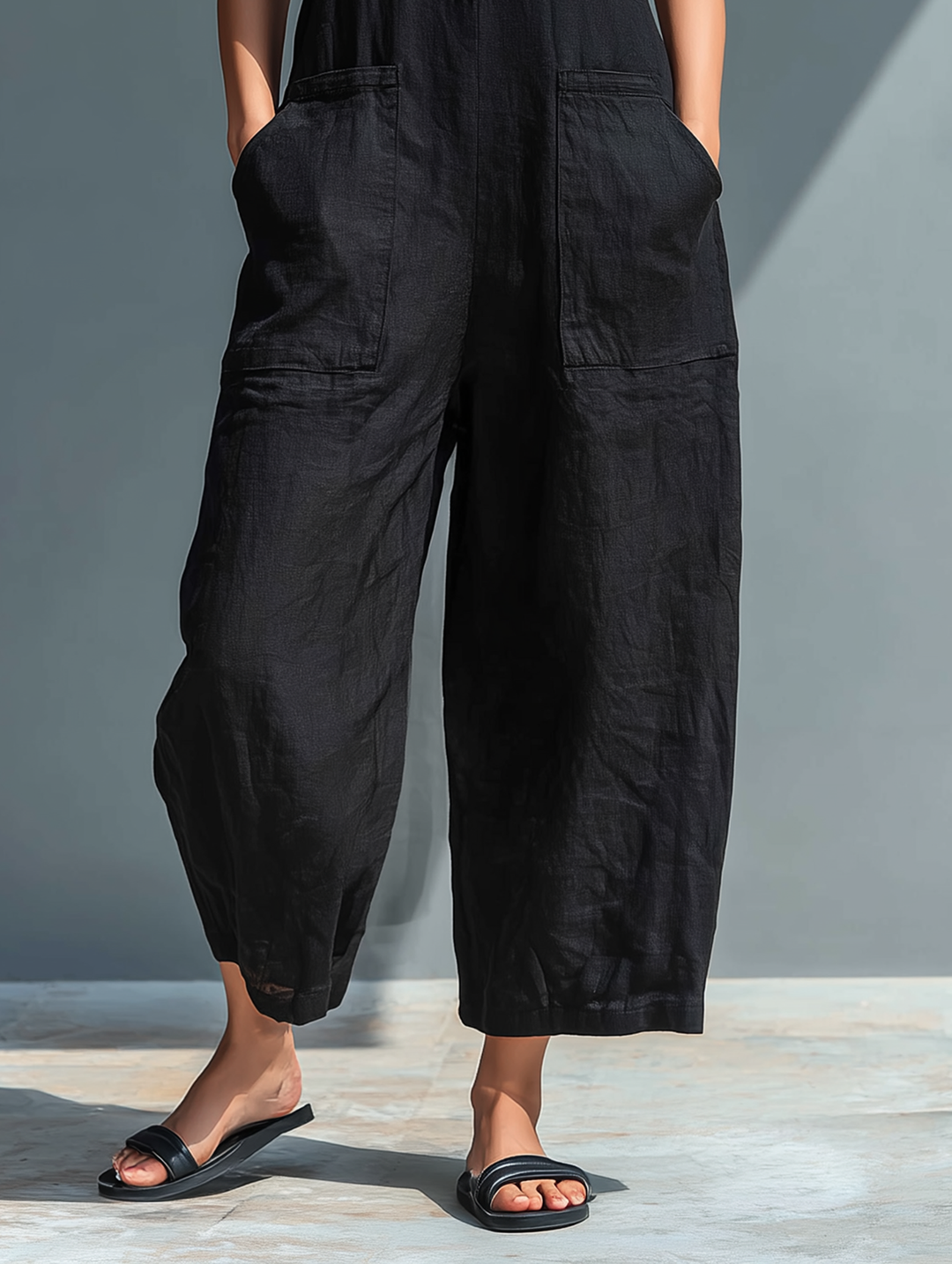 nina | linen blend sleeveless jumpsuit