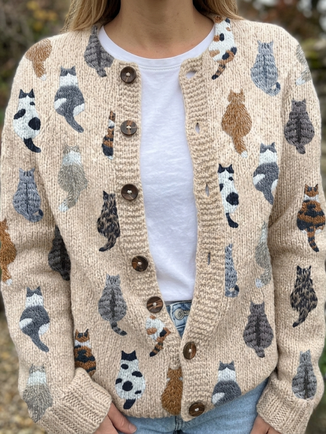 lily | cat pattern knit cardigan