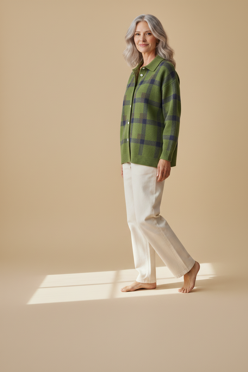 margot | blue check cardigan