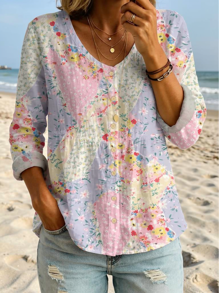 emma | floral patchwork blouse