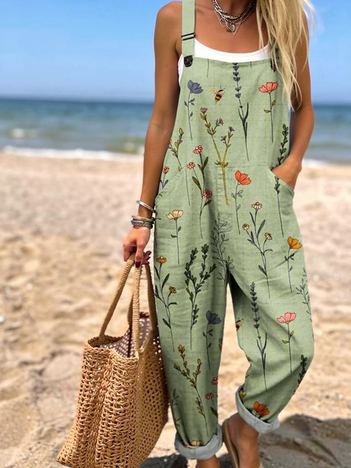 nina | printed wide-leg dungarees