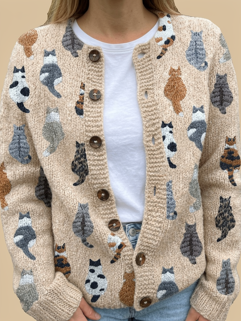 lily | cat pattern knit cardigan