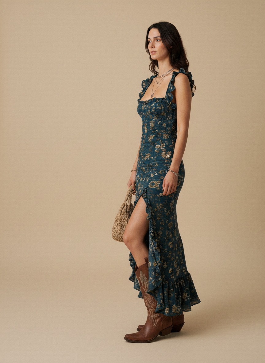maya | ruffled maxi dress