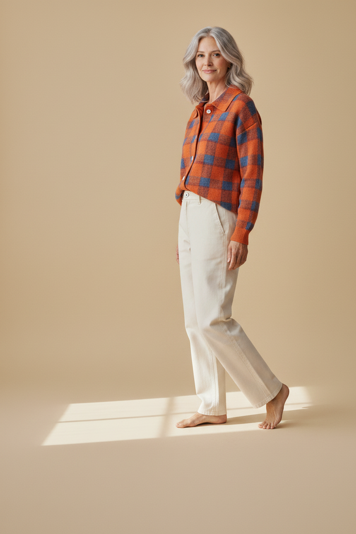 margot | blue check cardigan