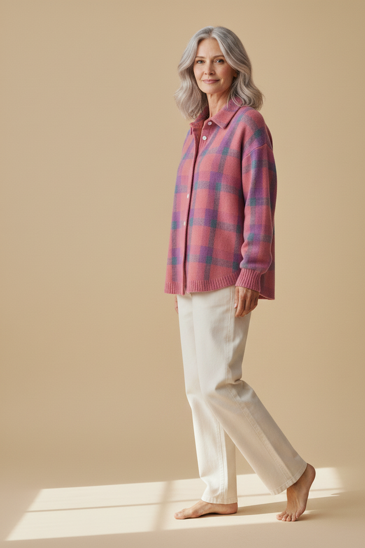 margot | blue check cardigan