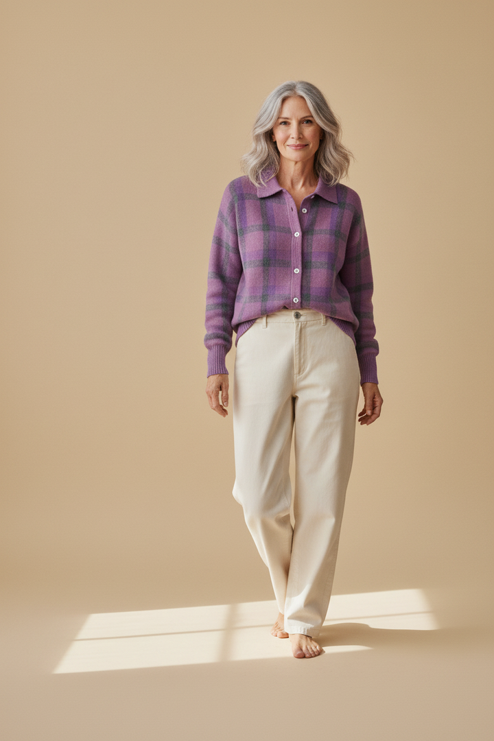 margot | blue check cardigan