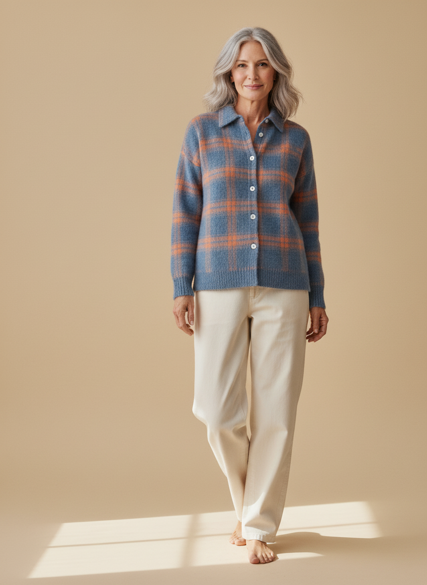 margot | blue check cardigan
